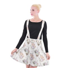 Roses-white Suspender Skater Skirt by nateshop