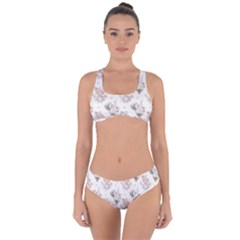 Roses-white Criss Cross Bikini Set by nateshop