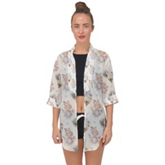 Roses-white Open Front Chiffon Kimono by nateshop