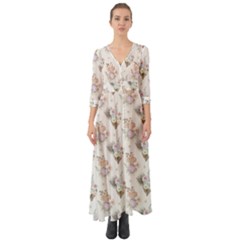 Roses-white Button Up Boho Maxi Dress by nateshop