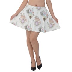 Roses-white Velvet Skater Skirt by nateshop