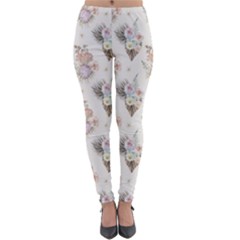 Roses-white Lightweight Velour Leggings by nateshop