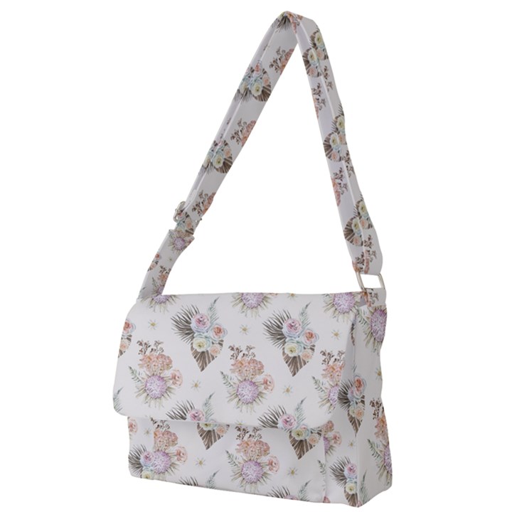 Roses-white Full Print Messenger Bag (S)