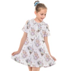 Roses-white Kids  Short Sleeve Shirt Dress by nateshop