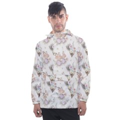 Roses-white Men s Front Pocket Pullover Windbreaker by nateshop