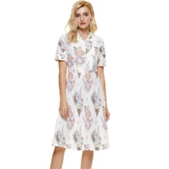 Roses-white Button Top Knee Length Dress by nateshop