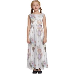 Roses-white Kids  Satin Sleeveless Maxi Dress by nateshop