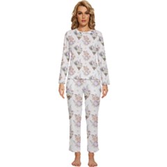 Roses-white Womens  Long Sleeve Lightweight Pajamas Set by nateshop