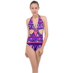 Seamless-181 Halter Front Plunge Swimsuit by nateshop