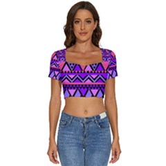 Seamless-181 Short Sleeve Square Neckline Crop Top  by nateshop