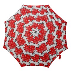 Seamless-heart-red Hook Handle Umbrellas (medium) by nateshop