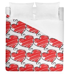 Seamless-heart-red Duvet Cover (queen Size) by nateshop