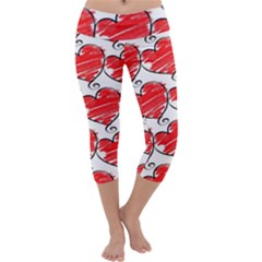 Seamless-heart-red Capri Yoga Leggings by nateshop