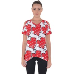 Seamless-heart-red Cut Out Side Drop Tee by nateshop