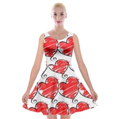 Seamless-heart-red Velvet Skater Dress by nateshop