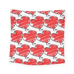 Seamless-heart-red Square Tapestry (small) by nateshop