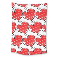 Seamless-heart-red Large Tapestry by nateshop