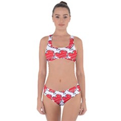 Seamless-heart-red Criss Cross Bikini Set by nateshop