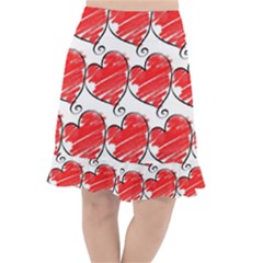 Seamless-heart-red Fishtail Chiffon Skirt by nateshop