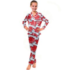 Seamless-heart-red Kid s Satin Long Sleeve Pajamas Set by nateshop