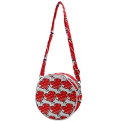 Seamless-heart-red Crossbody Circle Bag by nateshop