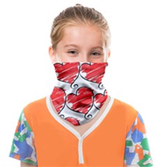 Seamless-heart-red Face Covering Bandana (kids) by nateshop