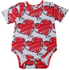 Seamless-heart-red Baby Short Sleeve Bodysuit by nateshop