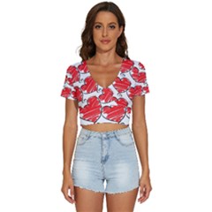 Seamless-heart-red V-neck Crop Top by nateshop