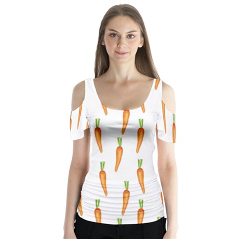 Carrot Butterfly Sleeve Cutout Tee  by SychEva