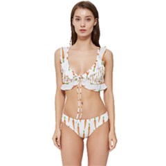 Carrot Low Cut Ruffle Edge Bikini Set by SychEva