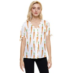 Carrot Bow Sleeve Button Up Top by SychEva