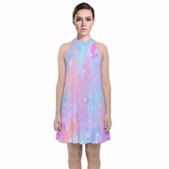 Space-25 Velvet Halter Neckline Dress  by nateshop