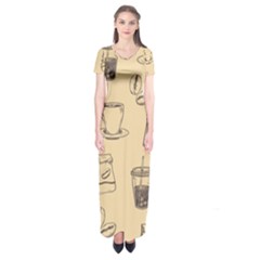 Coffee-56 Short Sleeve Maxi Dress by nateshop