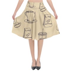 Coffee-56 Flared Midi Skirt by nateshop