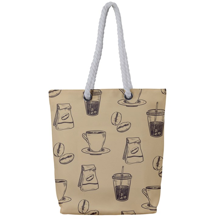 Coffee-56 Full Print Rope Handle Tote (Small)