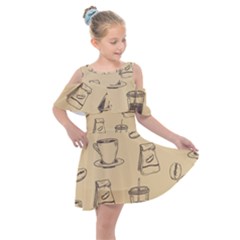 Coffee-56 Kids  Shoulder Cutout Chiffon Dress by nateshop