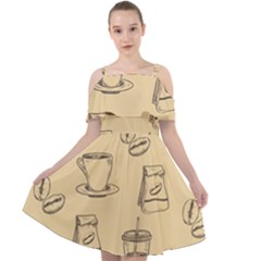 Coffee-56 Cut Out Shoulders Chiffon Dress by nateshop