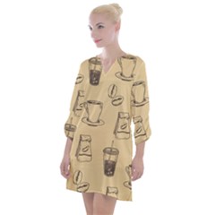 Coffee-56 Open Neck Shift Dress by nateshop