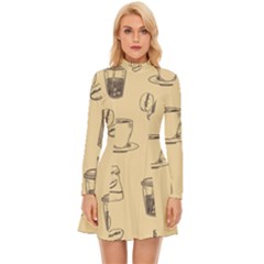 Coffee-56 Long Sleeve Velour Longline Dress by nateshop