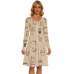 Coffee-56 Long Sleeve Dress With Pocket by nateshop