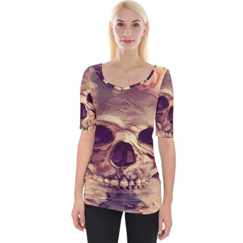 Day-of-the-dead Wide Neckline Tee by nateshop