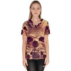 Day-of-the-dead Women s V-neck Scrub Top