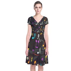 Fabric-65 Short Sleeve Front Wrap Dress