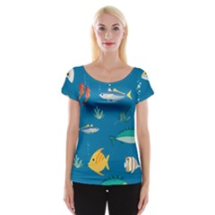 Fish-73 Cap Sleeve Top by nateshop