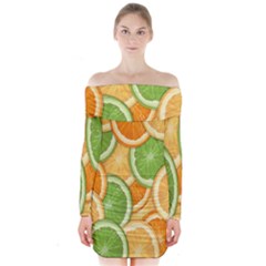 Fruits-orange Long Sleeve Off Shoulder Dress by nateshop