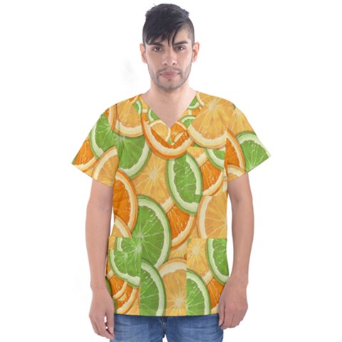 Fruits-orange Men s V-neck Scrub Top by nateshop