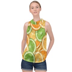 Fruits-orange High Neck Satin Top by nateshop