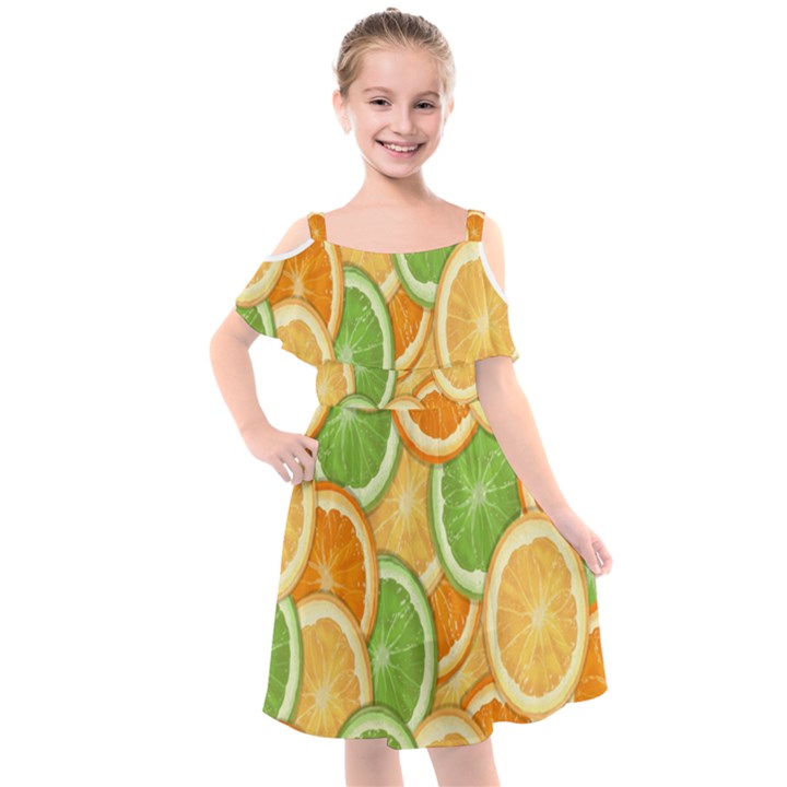 Fruits-orange Kids  Cut Out Shoulders Chiffon Dress