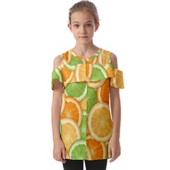 Fruits-orange Fold Over Open Sleeve Top by nateshop