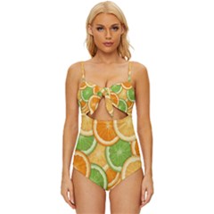 Fruits-orange Knot Front One-piece Swimsuit by nateshop